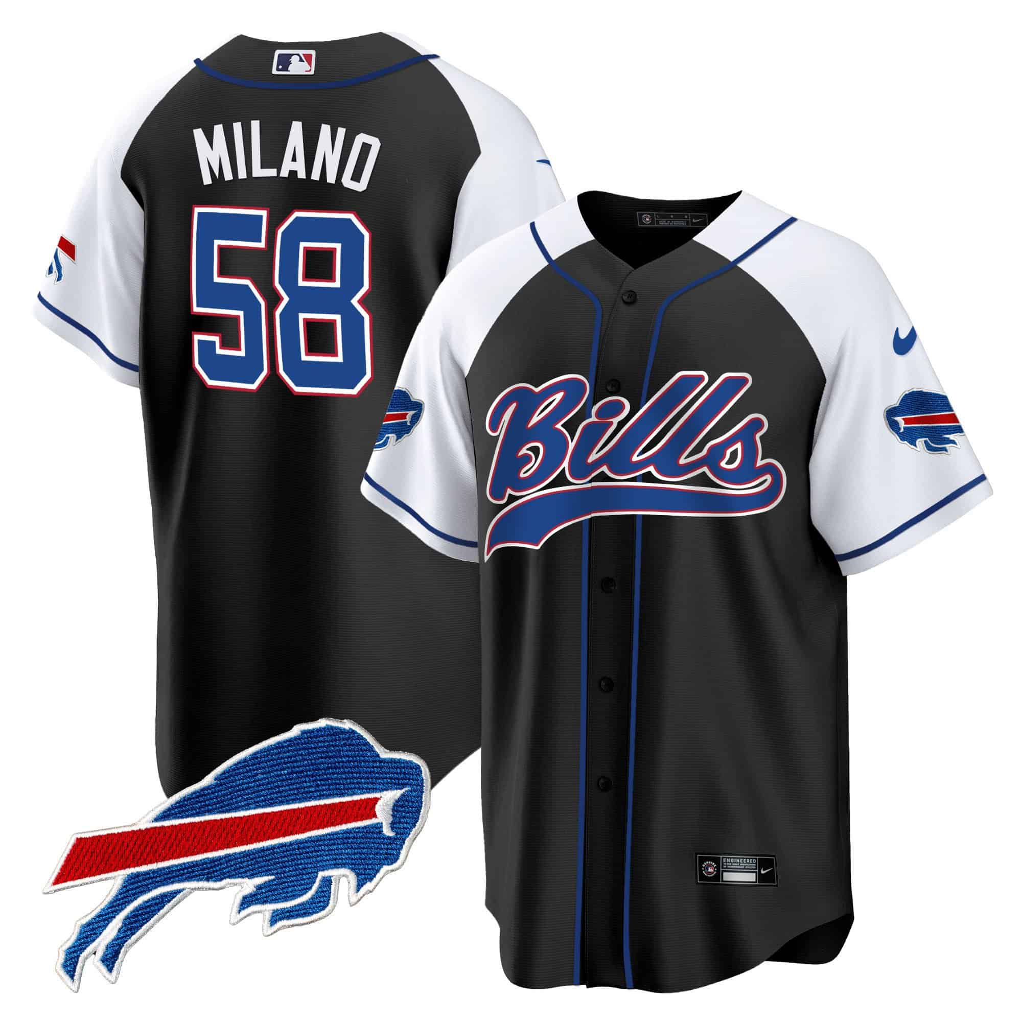 Men Buffalo Bills #58 Milano Black 2024 Nike Baseball Game NFL Jersey style 1